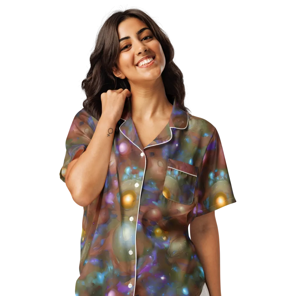Iridescent Bloom on Women's Short Sleeve Pajama Top — Front