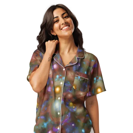 Iridescent Bloom on a Women's Short Sleeve Pajama Top