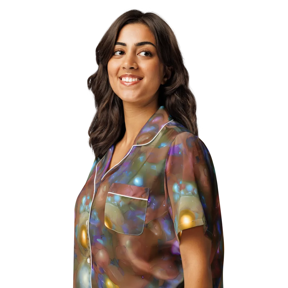 Iridescent Bloom on Women's Short Sleeve Pajama Top — Left Front