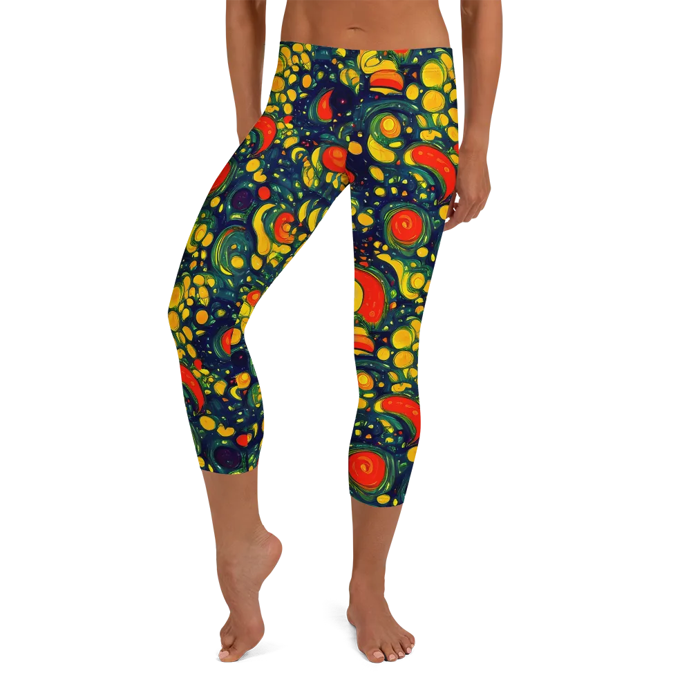 Neon Orchard on Capri Leggings — Front