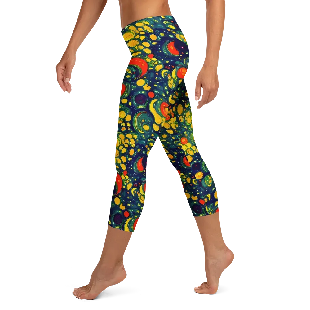 Neon Orchard on Capri Leggings — Left
