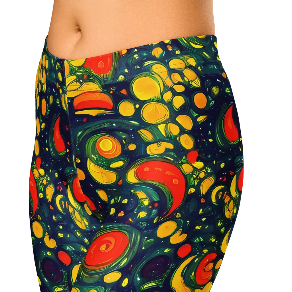 Neon Orchard on Capri Leggings — Zoomed-in