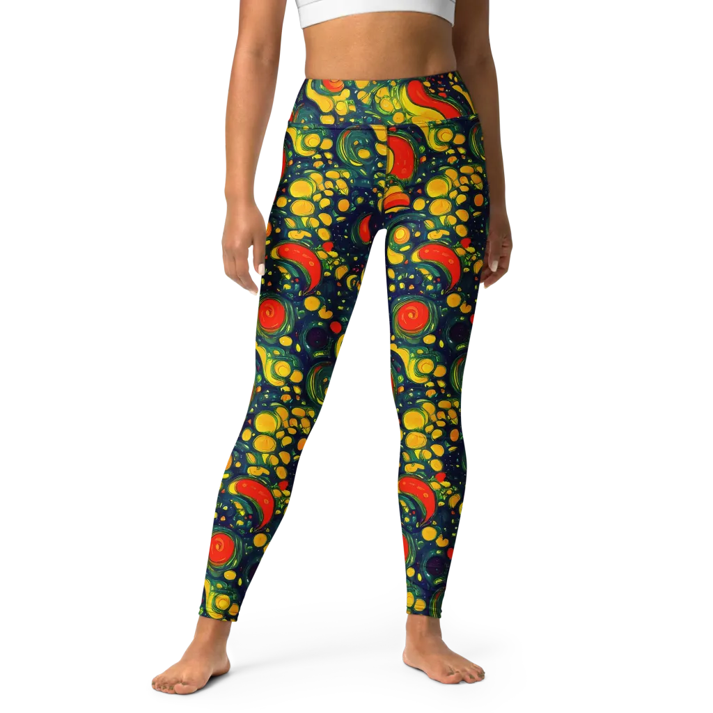Neon Orchard on Yoga Leggings — Front