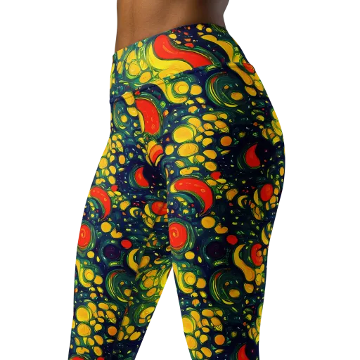 Neon Orchard on a Yoga Leggings