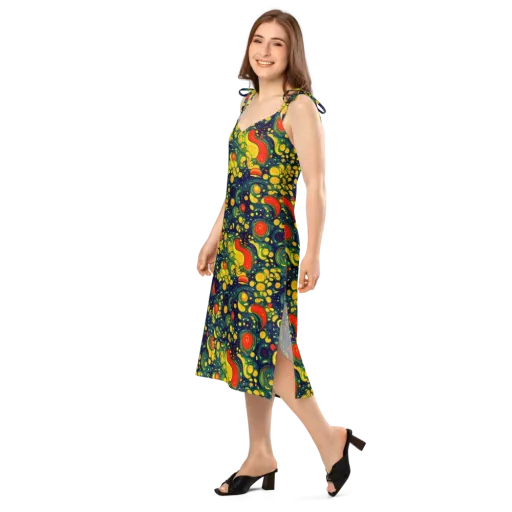 Neon Orchard on a Slip Dress