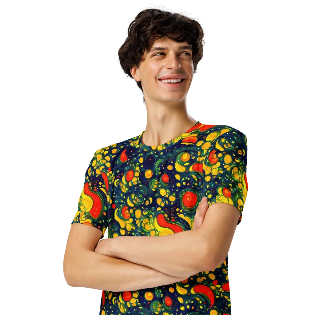 Neon Orchard on Men's Crew Neck T-Shirt — Left Front