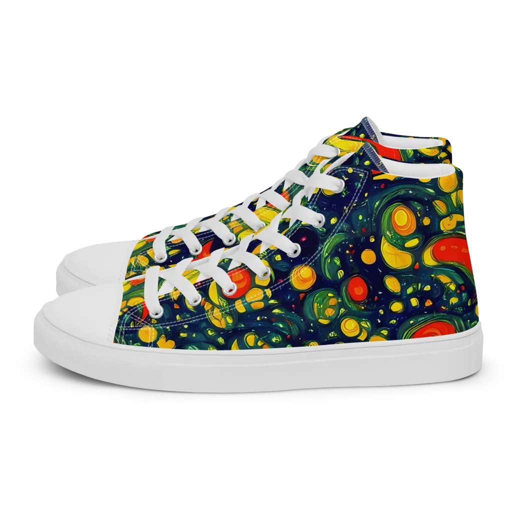 Neon Orchard on Men's High Top Canvas Shoes — Left
