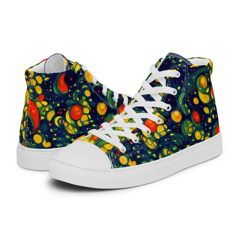 Neon Orchard on Men's High Top Canvas Shoes — Left