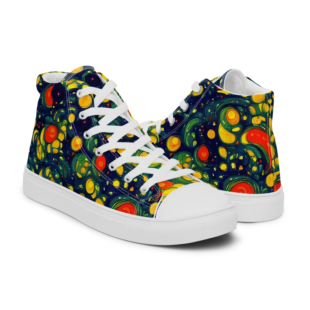 Neon Orchard on Men's High Top Canvas Shoes — Right