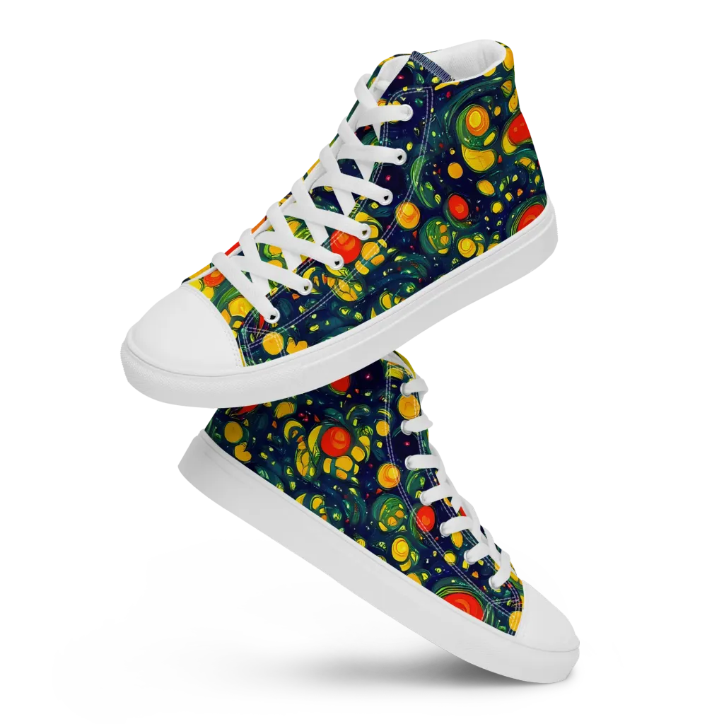 Neon Orchard on Men's High Top Canvas Shoes — Front