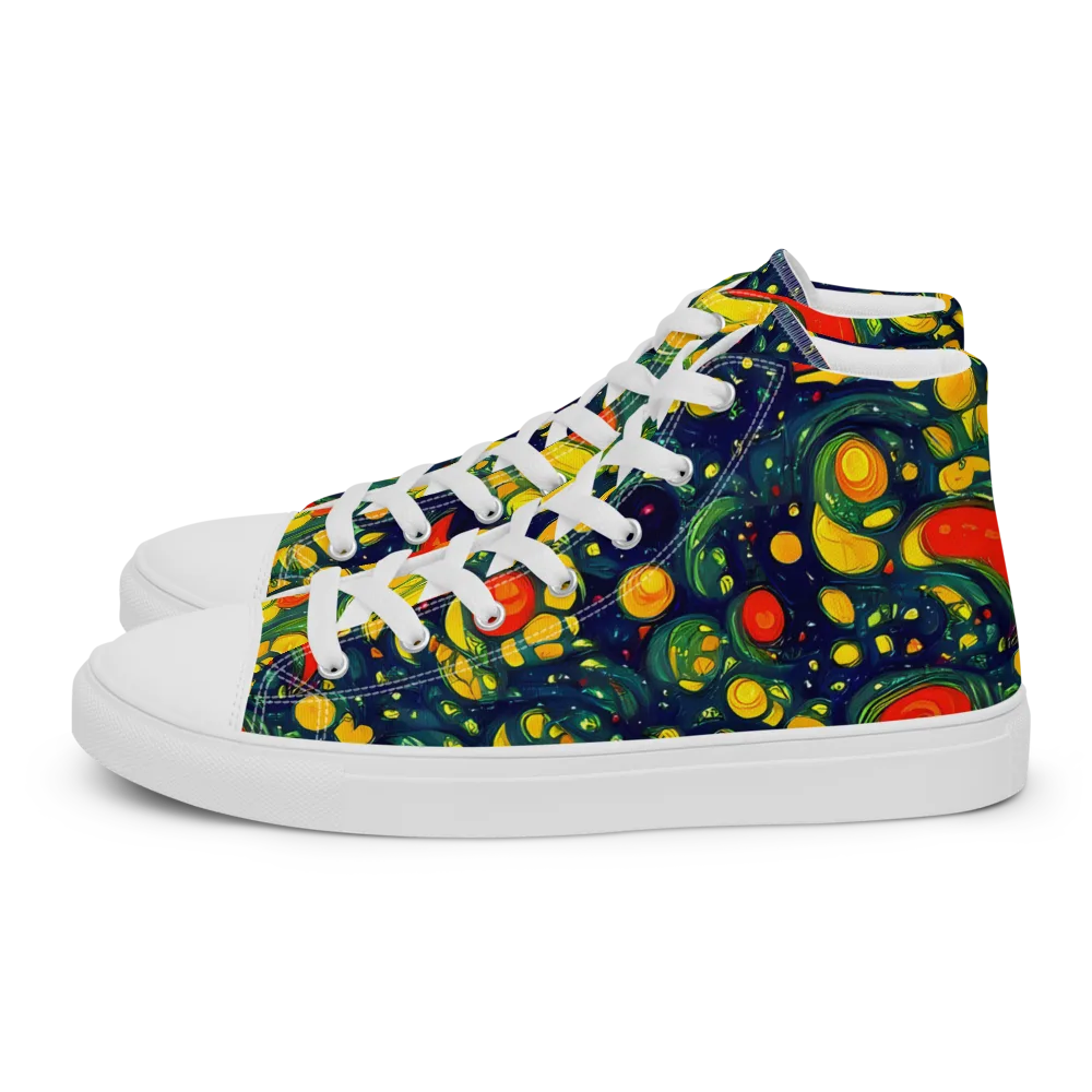Neon Orchard on Women's High Top Canvas Shoes — Left