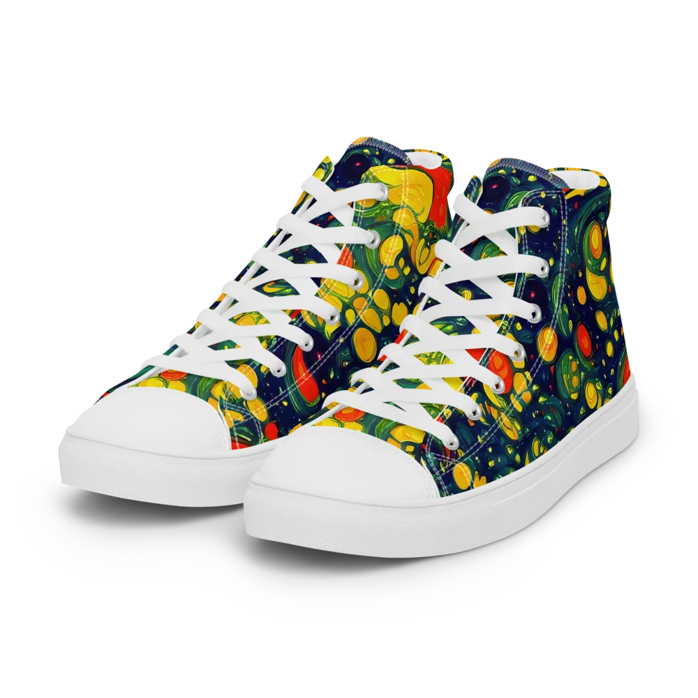 Neon Orchard on Women's High Top Canvas Shoes — Left Front