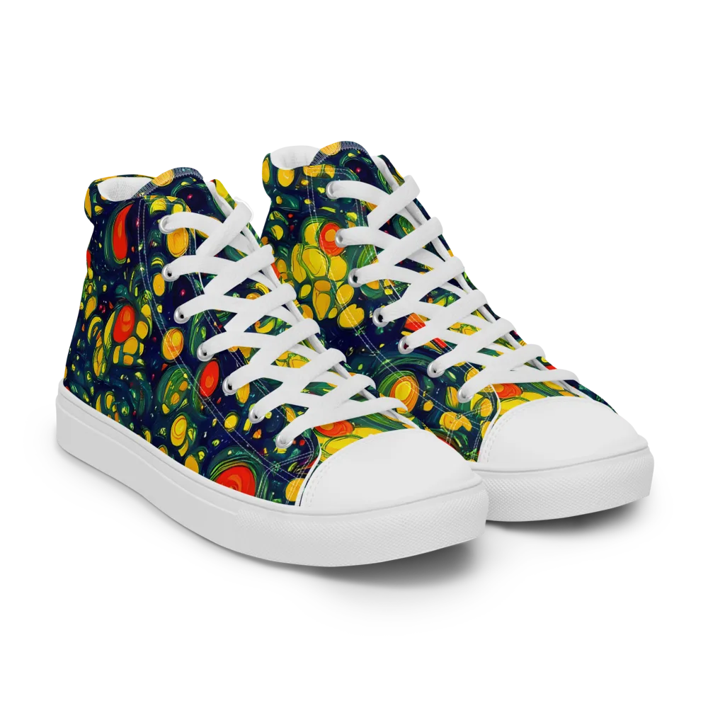 Neon Orchard on Women's High Top Canvas Shoes — Right Front