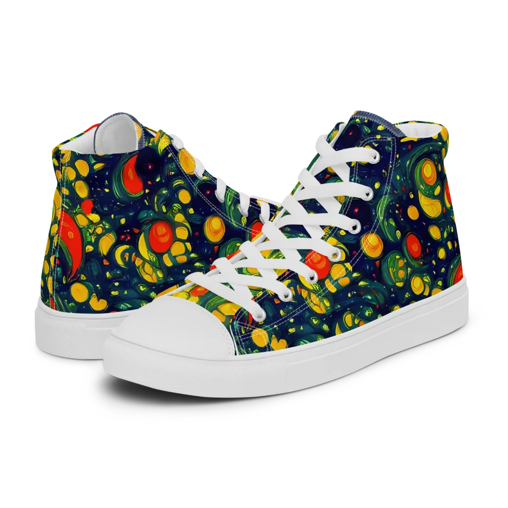 Neon Orchard on Women's High Top Canvas Shoes — Left