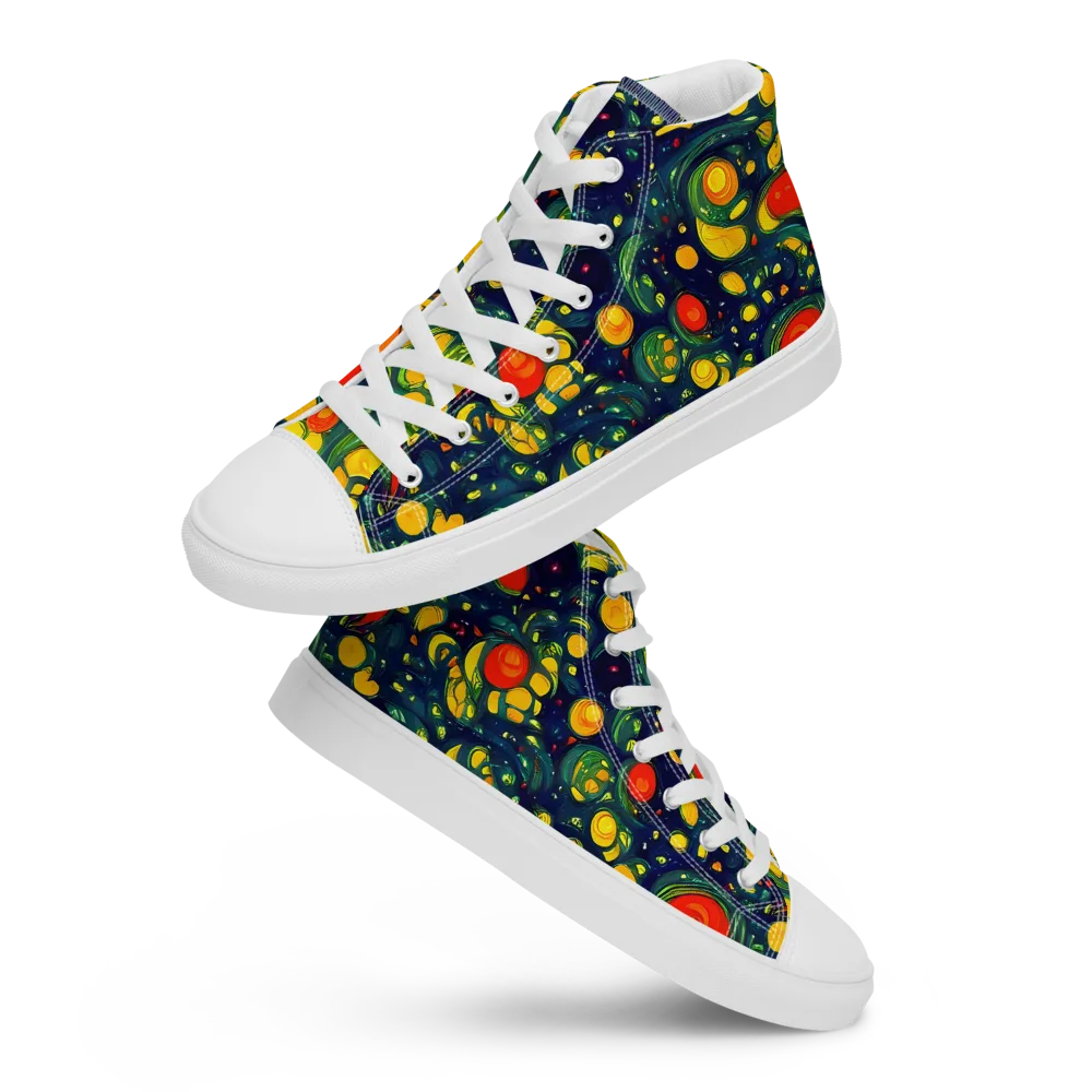Neon Orchard on Women's High Top Canvas Shoes — Front