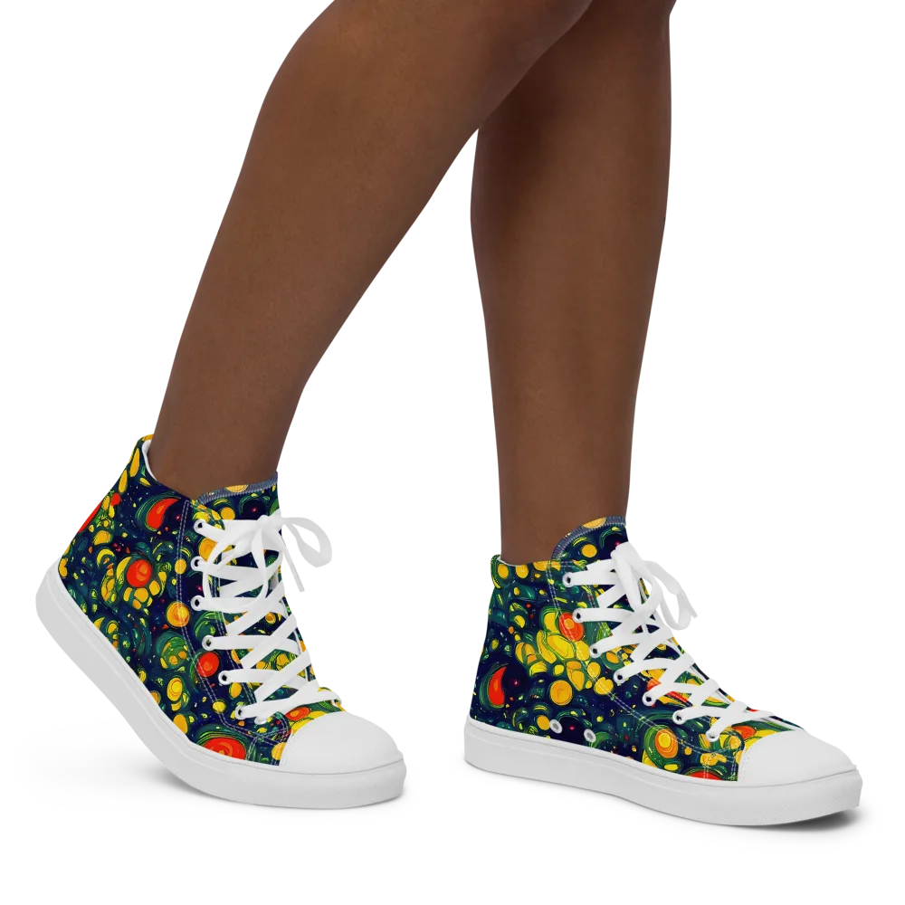 Neon Orchard on Women's High Top Canvas Shoes — Right
