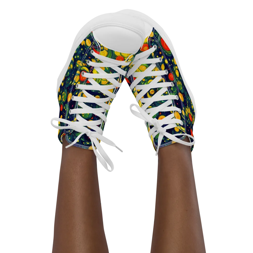 Neon Orchard on Women's High Top Canvas Shoes — Front