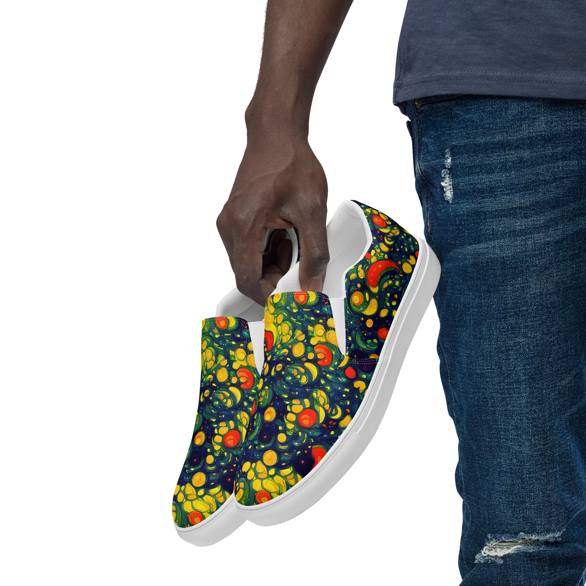Neon Orchard on Men's Slip-On Canvas Shoes — Left Front