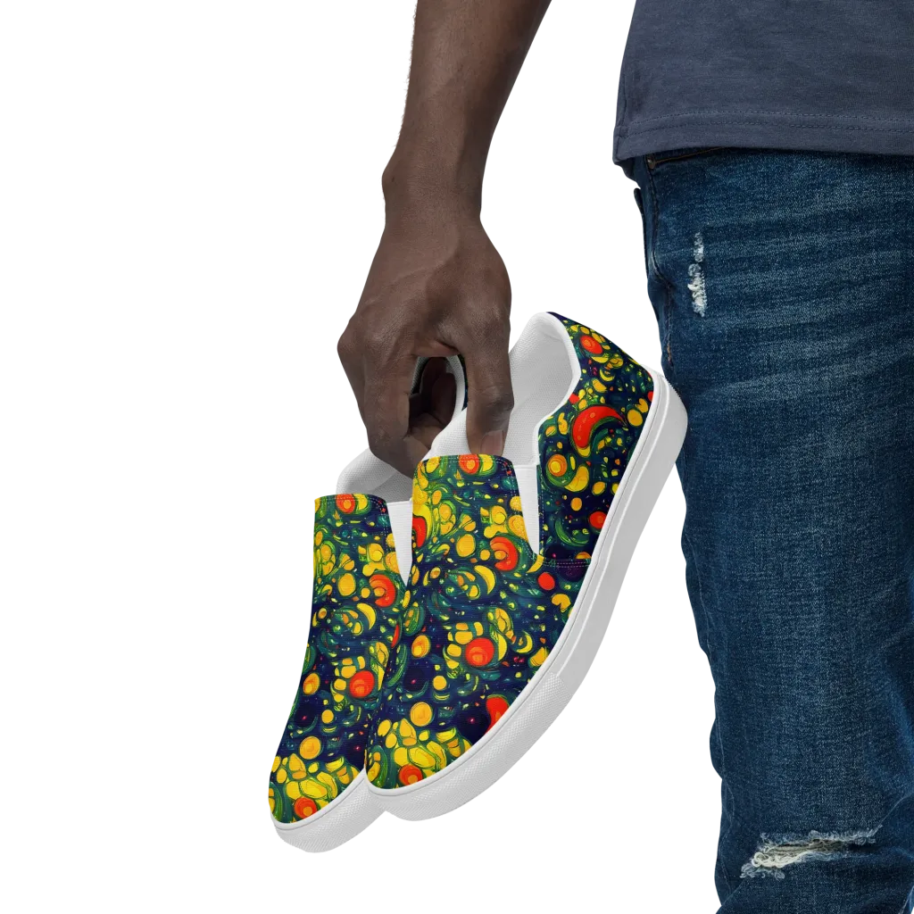 Neon Orchard on Men's Slip-On Canvas Shoes — Left Front