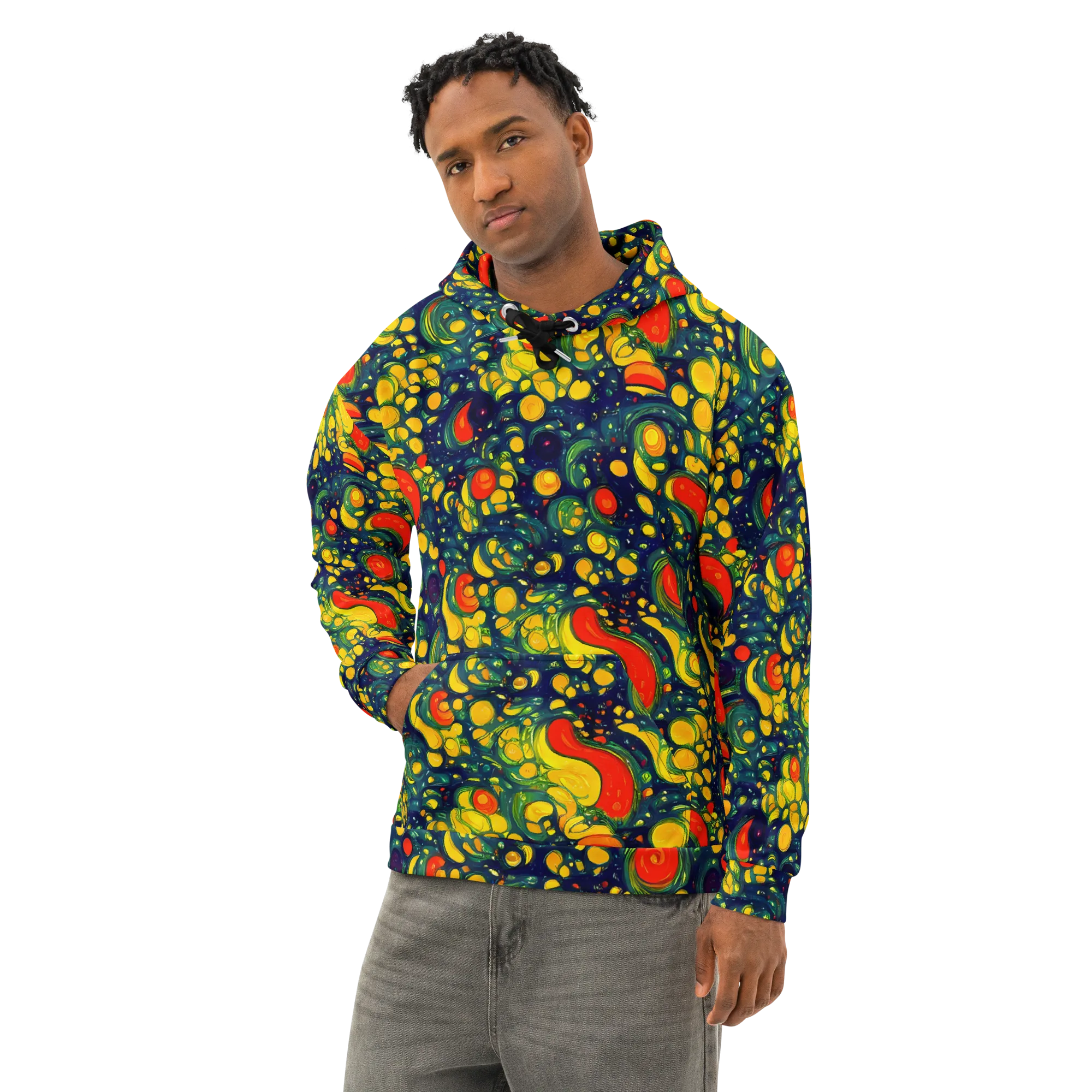 Neon Orchard on Cotton Hoodie — Left Front