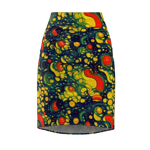 Neon Orchard on a Pencil Skirt