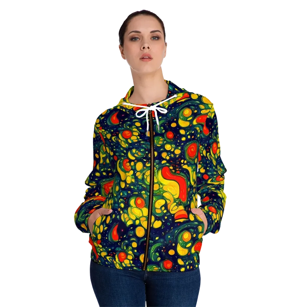 Neon Orchard on Women's Full-Zip Hoodie — Front On Person