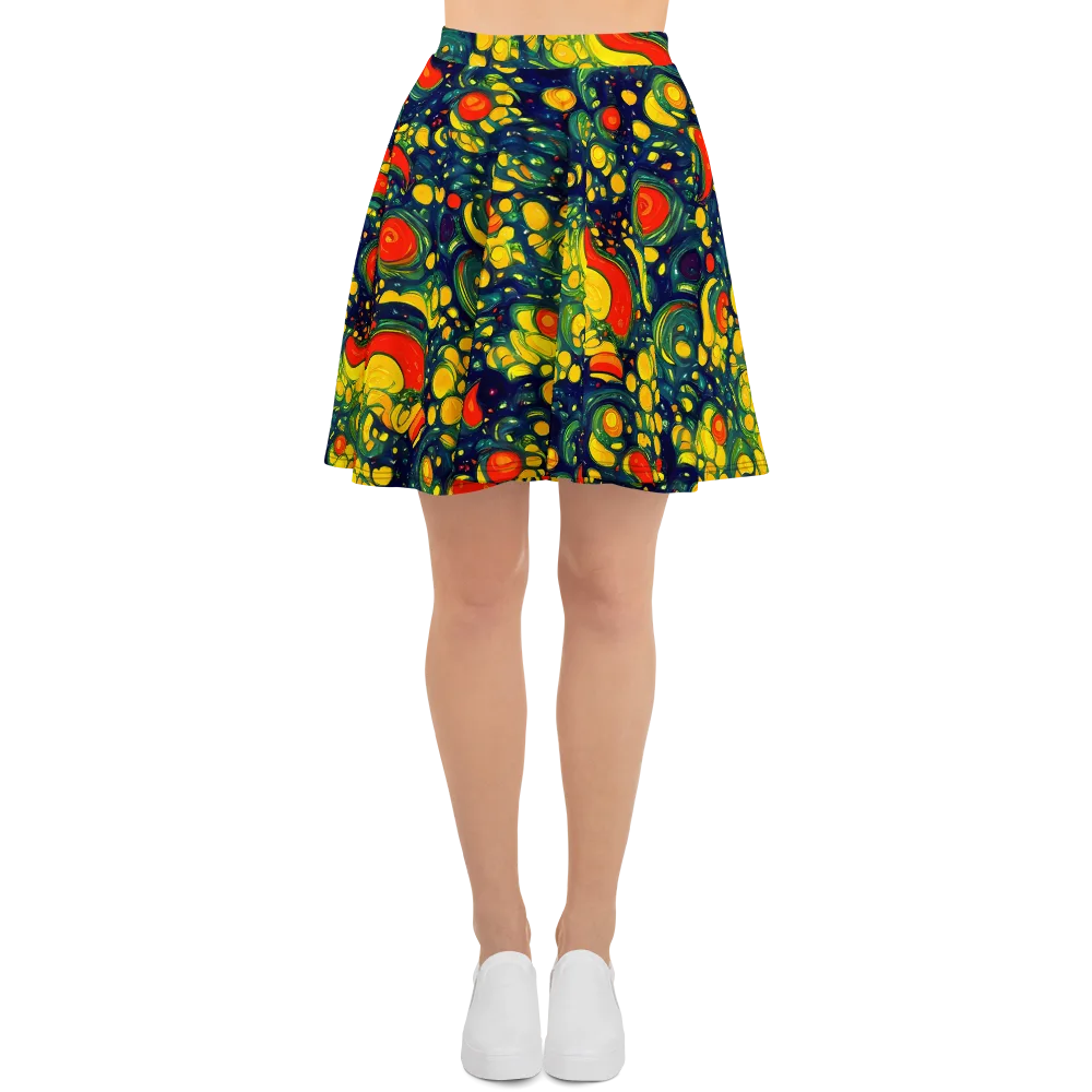 Neon Orchard on Skater Skirt — Front