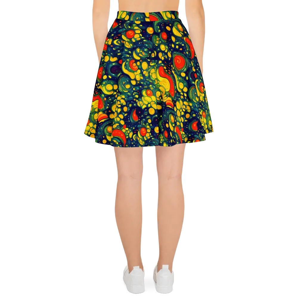 Neon Orchard on Skater Skirt — Back