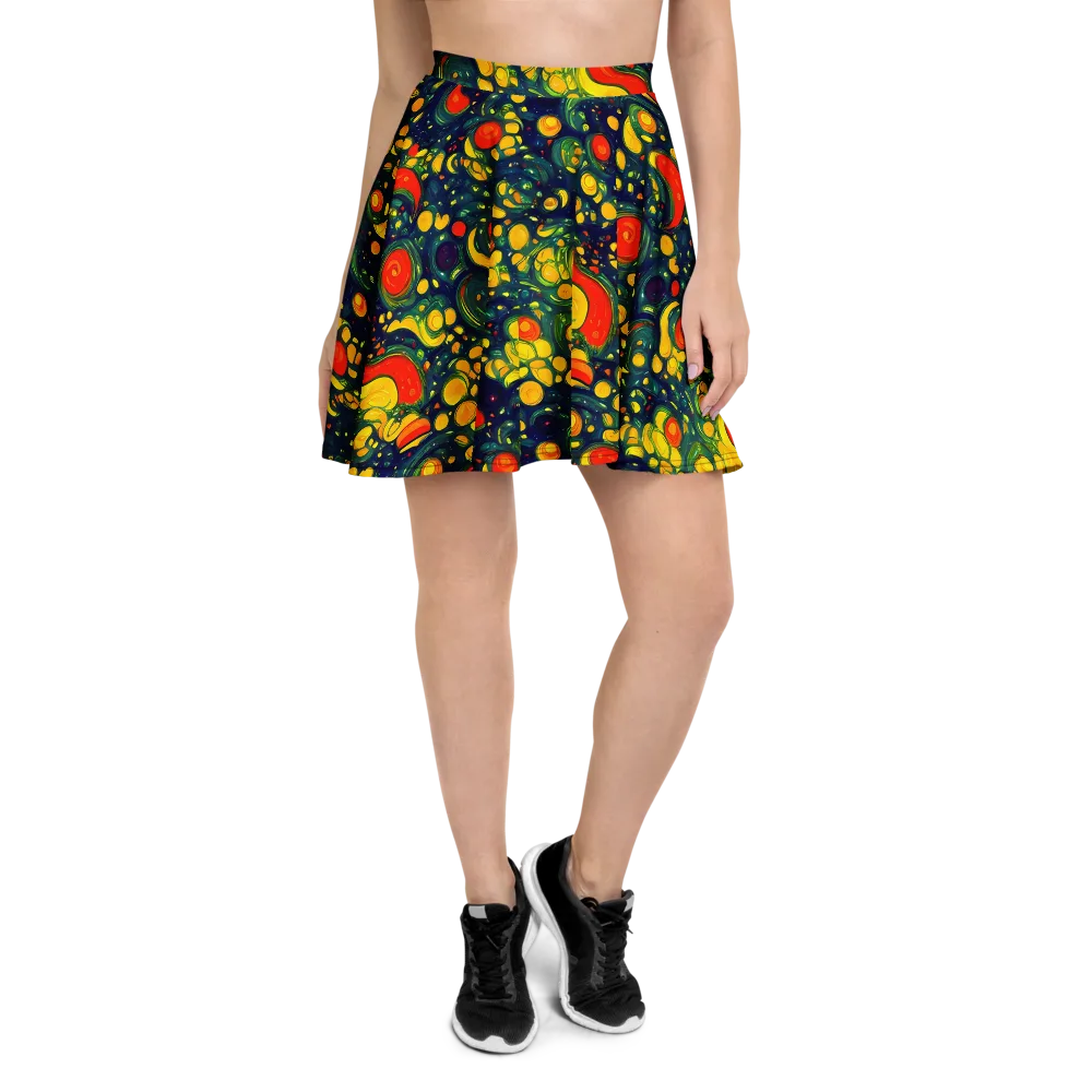 Neon Orchard on Skater Skirt — Front