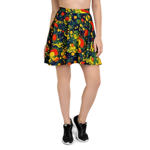 Neon Orchard on a Skater Skirt