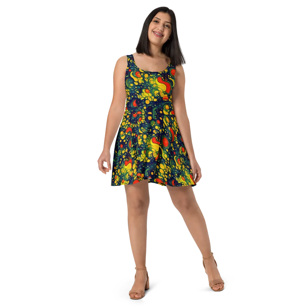 Neon Orchard on Skater Dress — Front