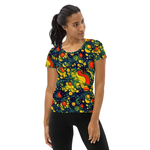 Neon Orchard on a Women's Athletic T-Shirt