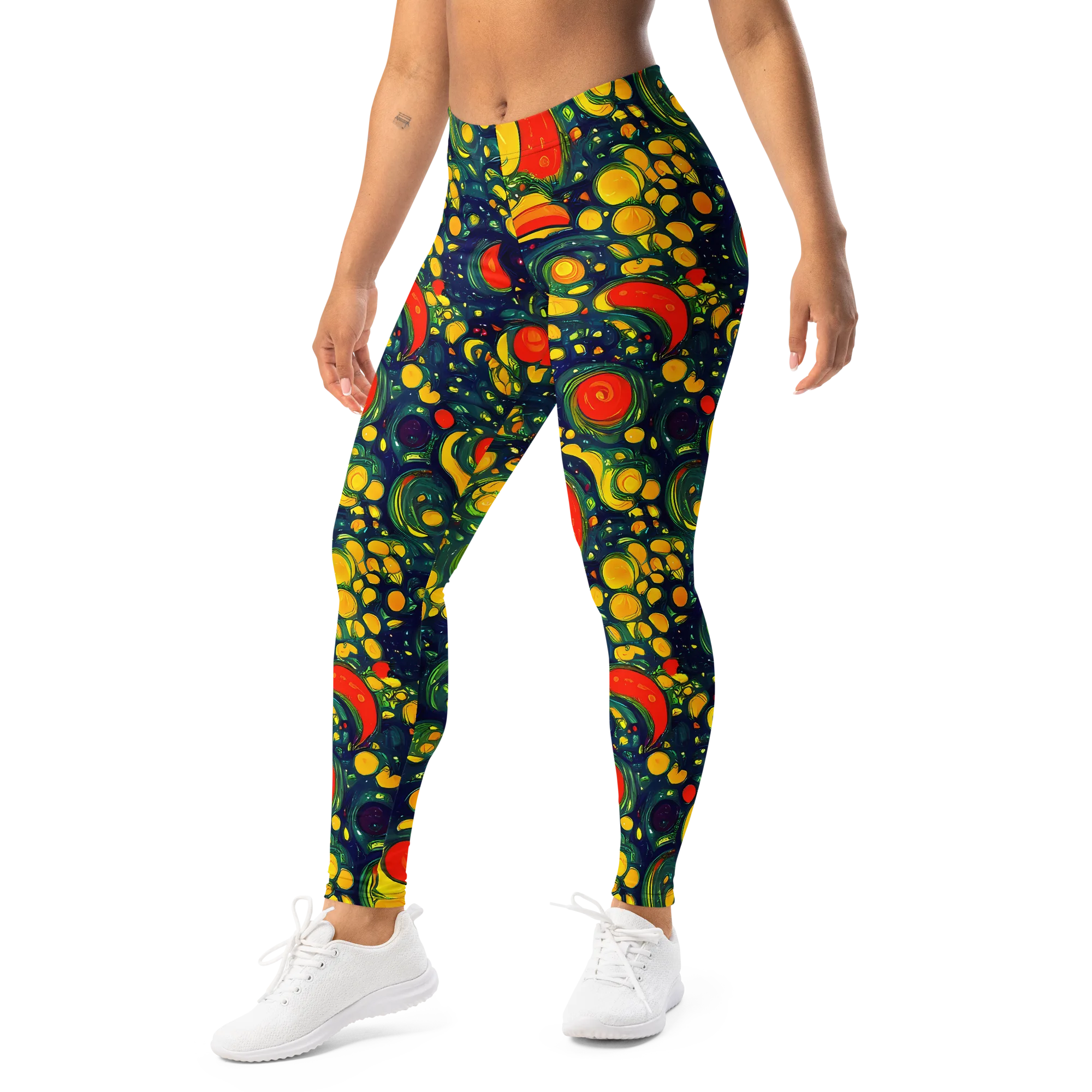 Neon Orchard on Leggings — Left Front