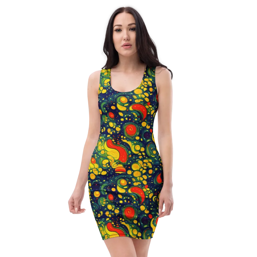 Neon Orchard on Bodycon Dress — Front