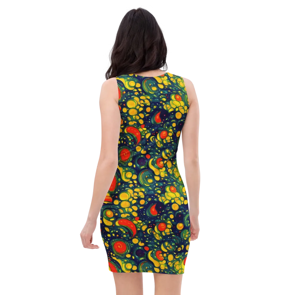 Neon Orchard on Bodycon Dress — Back
