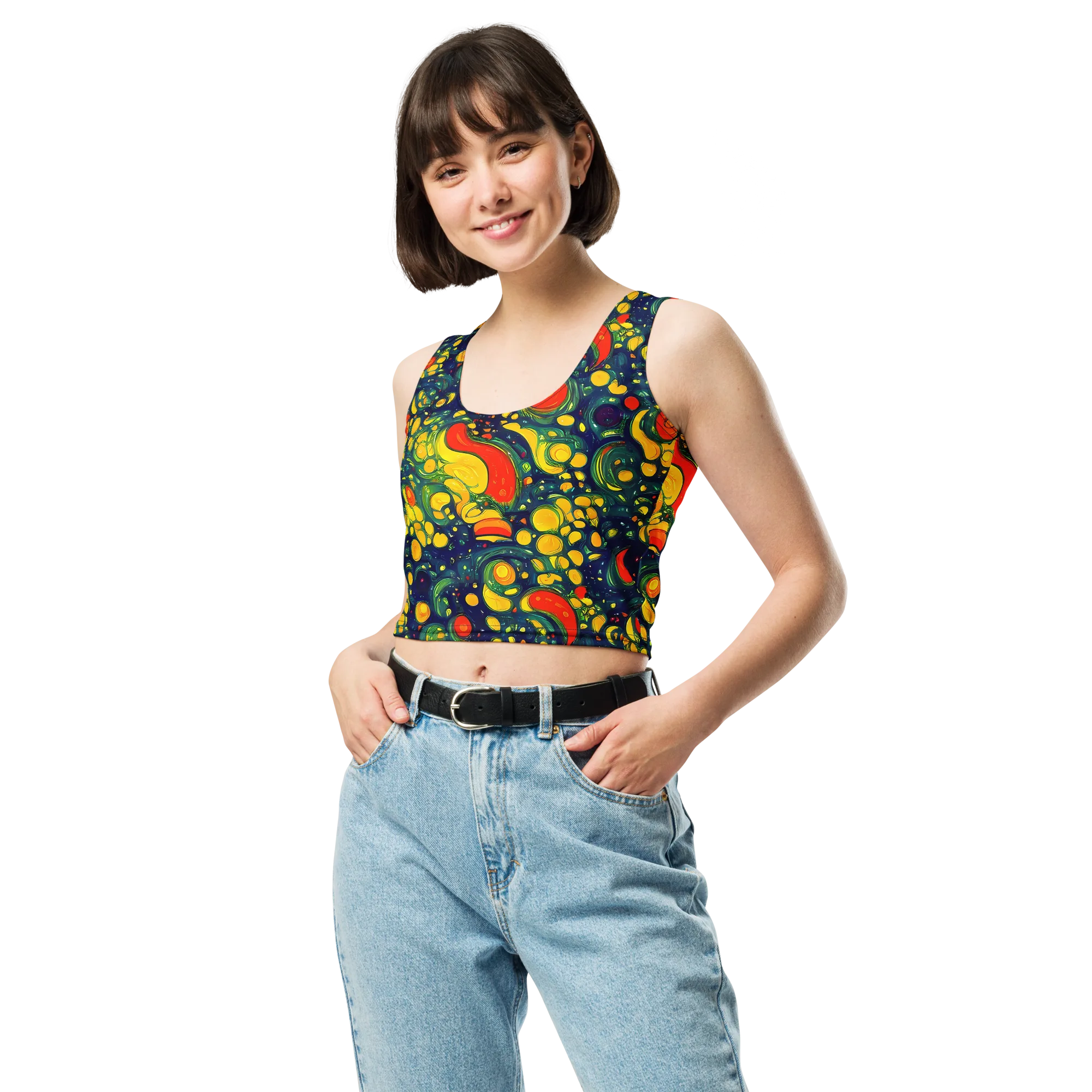 Neon Orchard on Crop Top — Front