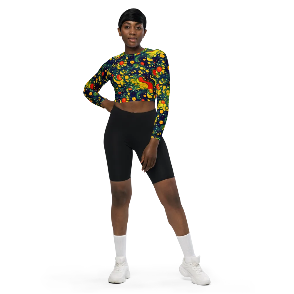 Neon Orchard on Long Sleeve Crop Top — Front