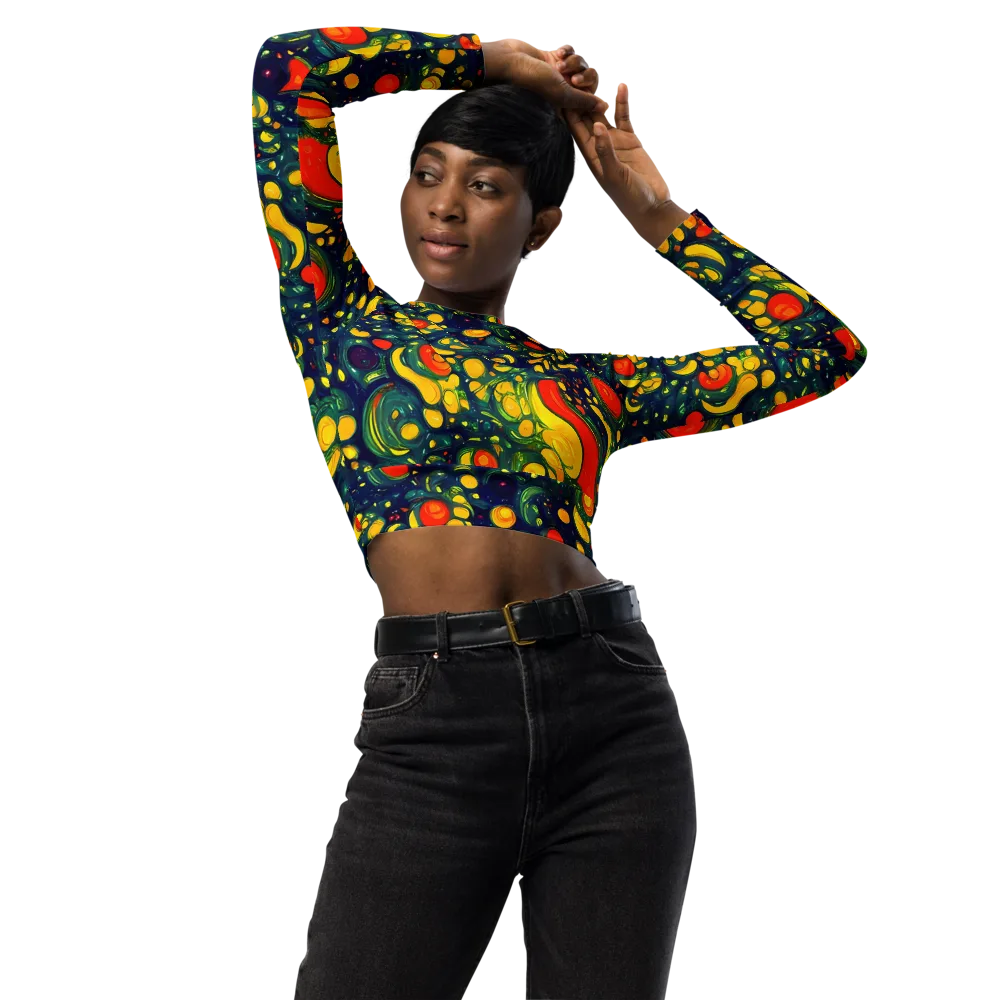Neon Orchard on Long Sleeve Crop Top — Front
