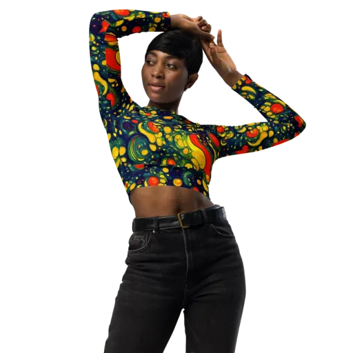 Neon Orchard on a Long Sleeve Crop Top