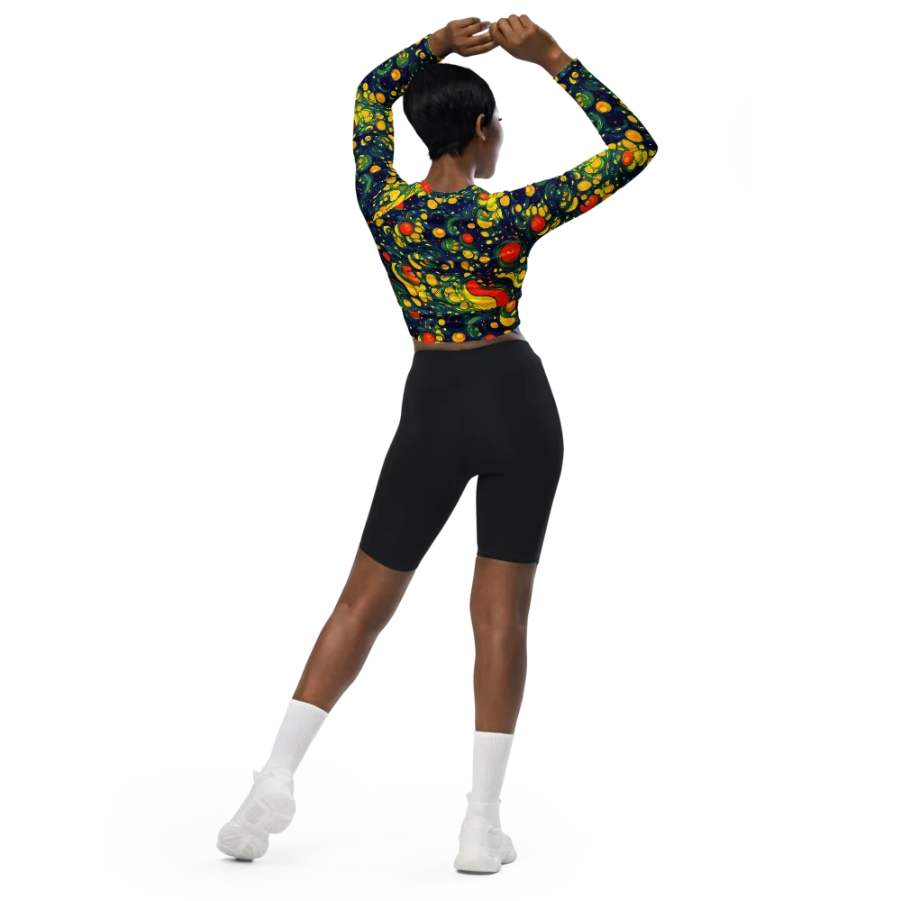 Neon Orchard on Long Sleeve Crop Top — Back