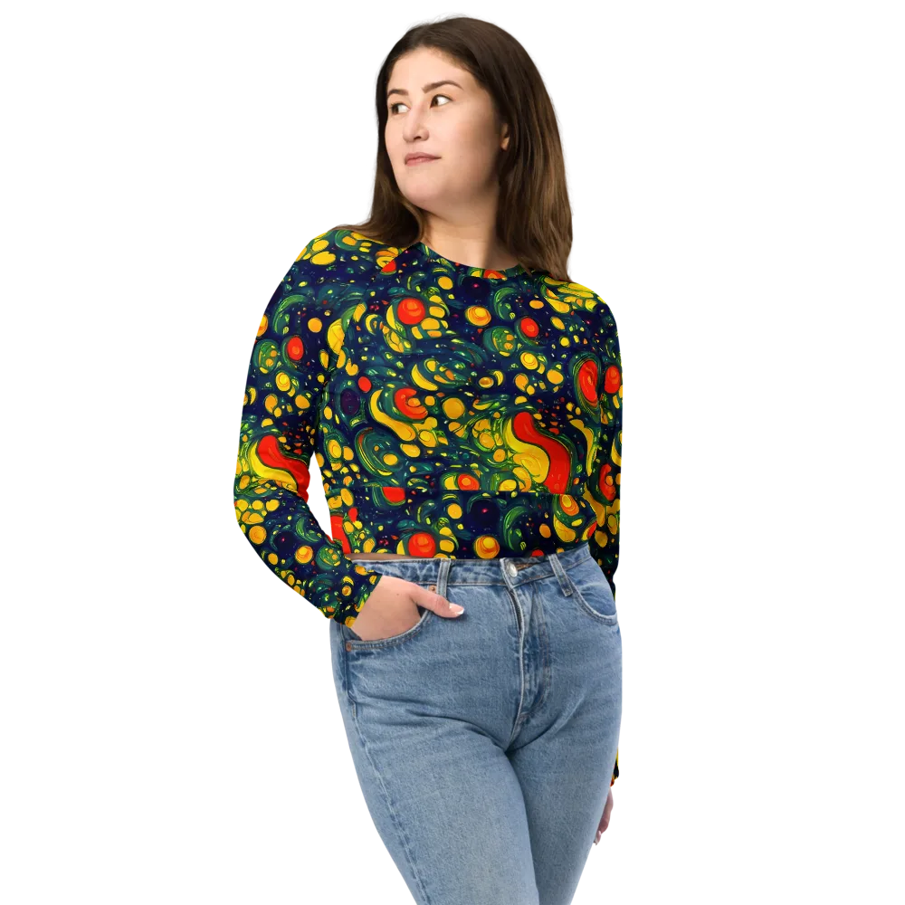 Neon Orchard on Long Sleeve Crop Top — Front