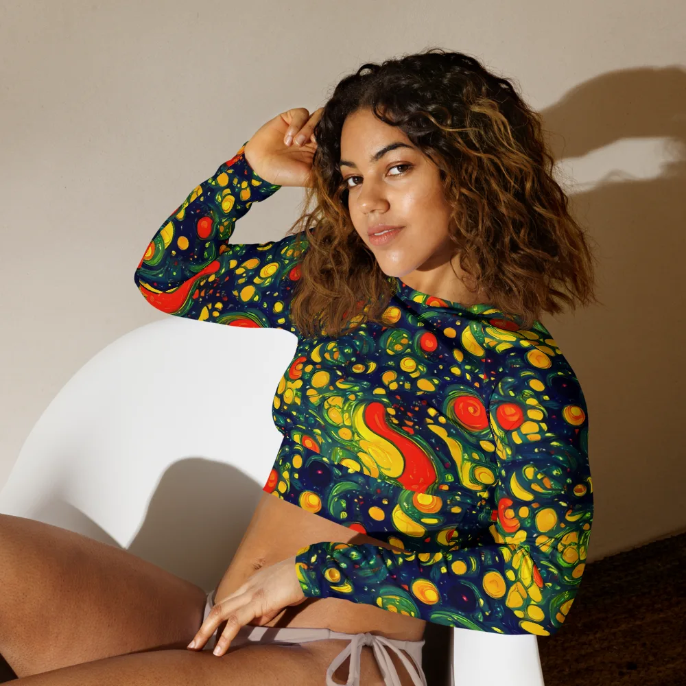 Neon Orchard on Long Sleeve Crop Top — Left Front