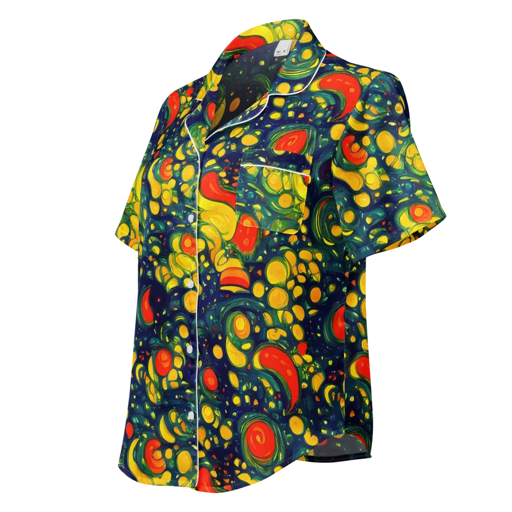 Neon Orchard on Women's Short Sleeve Pajama Top — Left Front