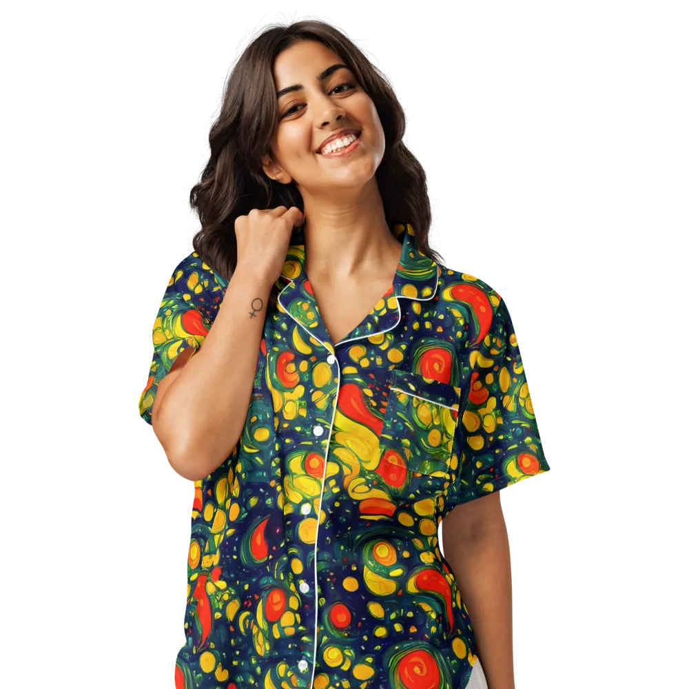 Neon Orchard on Women's Short Sleeve Pajama Top — Front