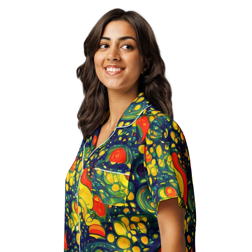 Neon Orchard on Women's Short Sleeve Pajama Top — Left Front
