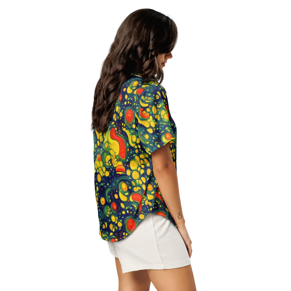Neon Orchard on Women's Short Sleeve Pajama Top — Right Back