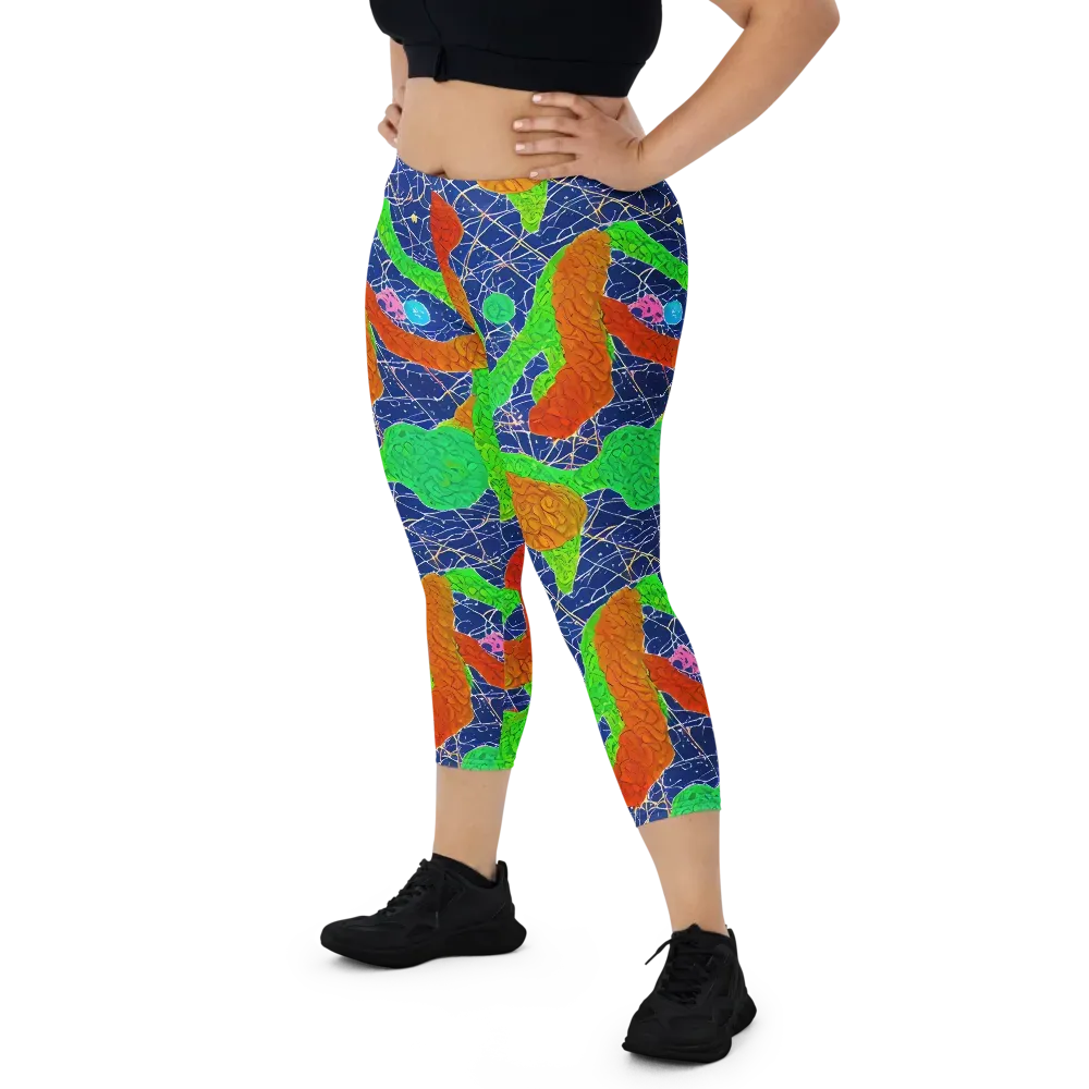 Lime Inferno on Capri Leggings — Front