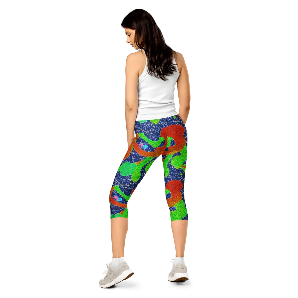 Lime Inferno on Capri Leggings — Back
