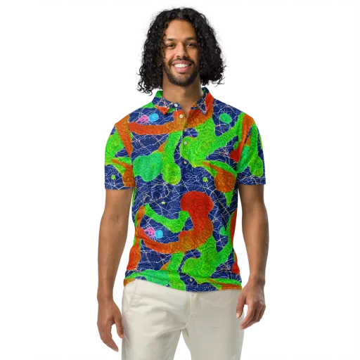 Lime Inferno on a Men's Slim Fit Polo Shirt