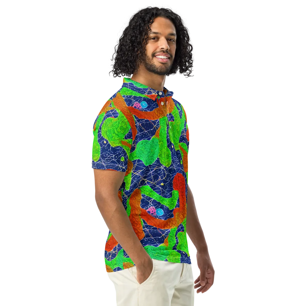 Lime Inferno on Men's Slim Fit Polo Shirt — Right Front